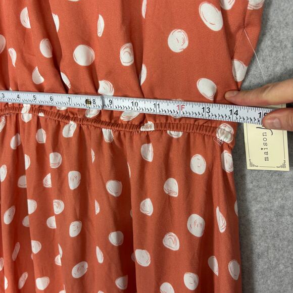 Maison Jules Dress Large Polka Dot Flowy Ruched Halter Resort Cruise Feminine - Picture 9 of 12